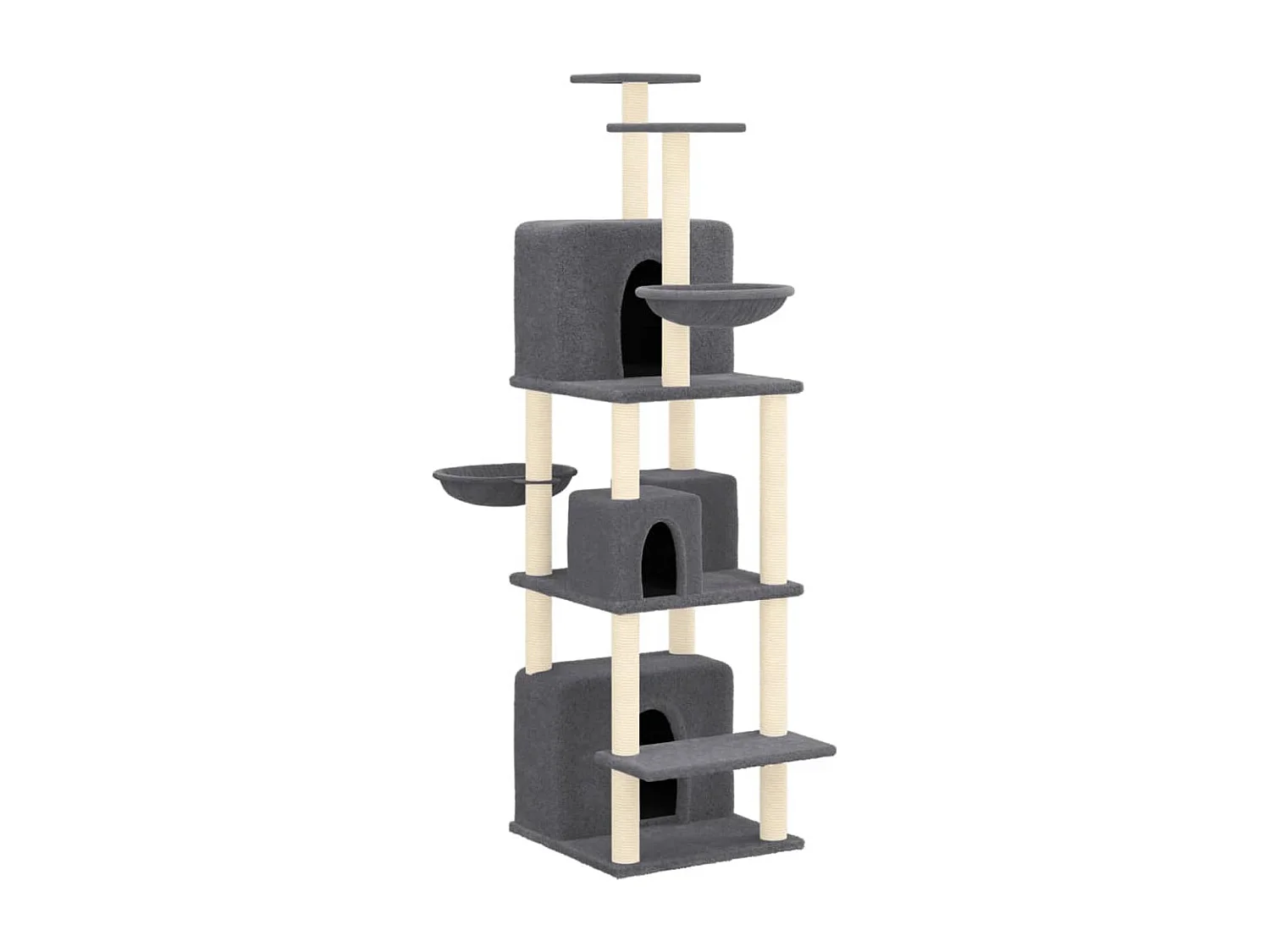 Arbre à chat avec griffoirs en sisal Gris foncé 180 cm