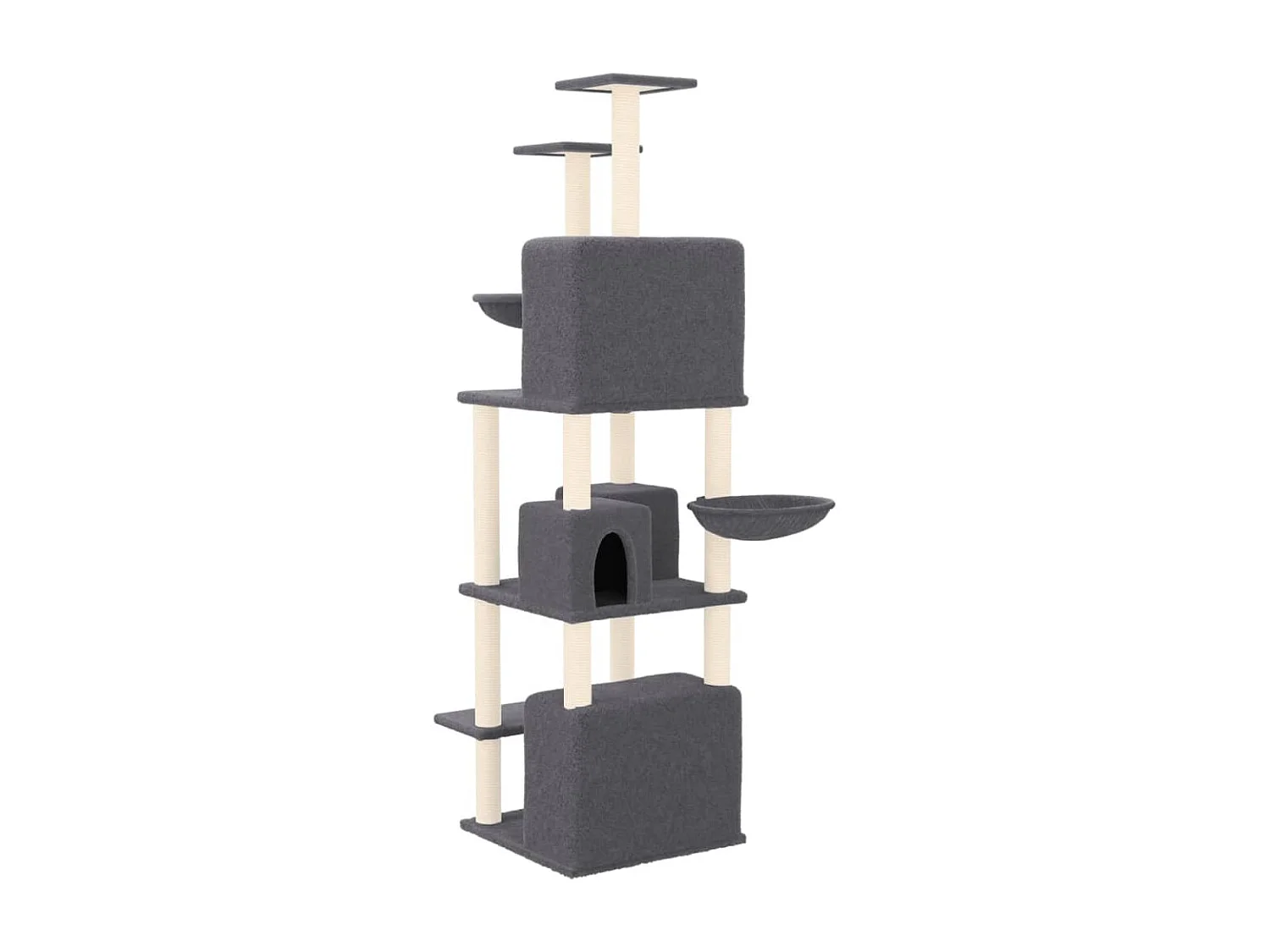Arbre à chat avec griffoirs en sisal Gris foncé 180 cm