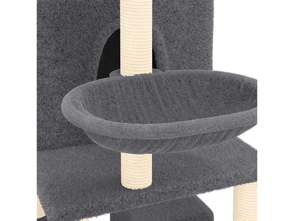 Arbre à chat avec griffoirs en sisal Gris foncé 180 cm