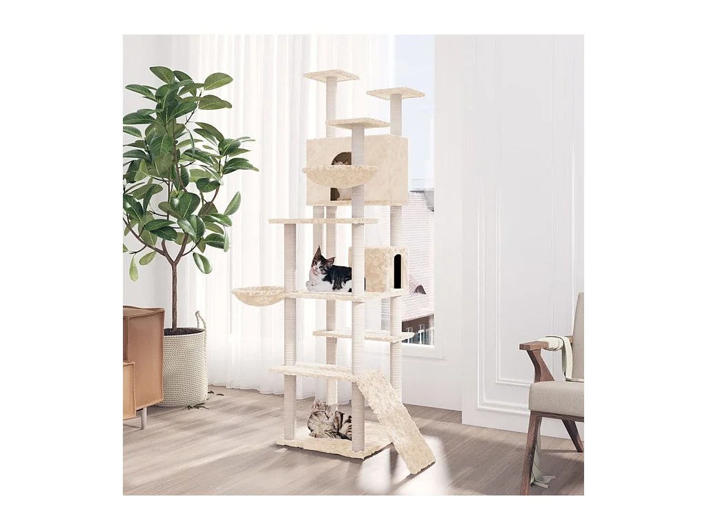 Arbre à chat avec griffoirs en sisal Crème 191 cm