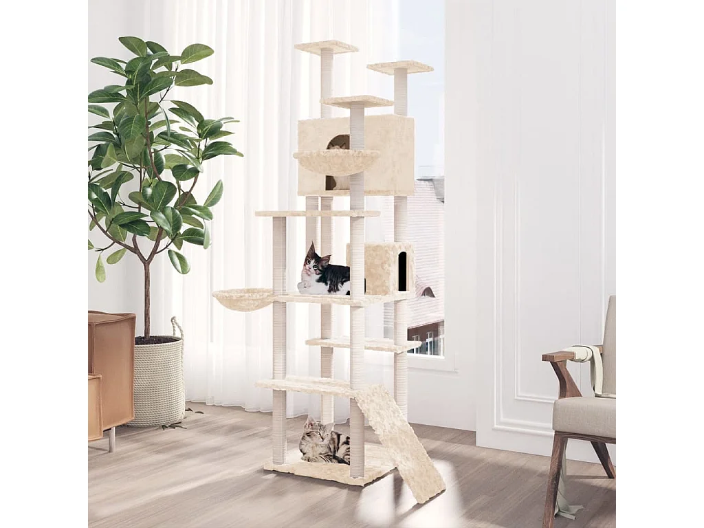 Kratzbaum mit Sisal-Kratzsäulen Creme 191 cm