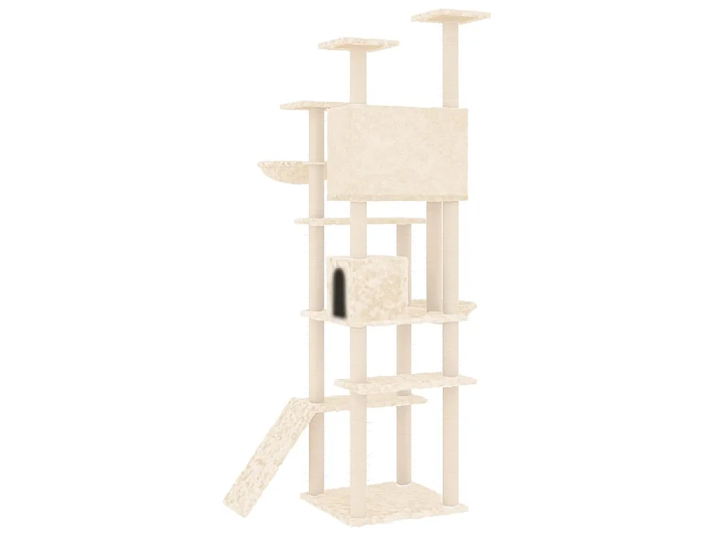 Kratzbaum mit Sisal-Kratzsäulen Creme 191 cm