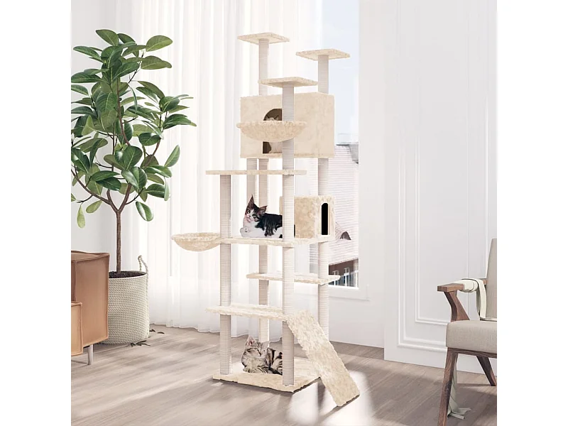 Kratzbaum mit Sisal-Kratzsäulen Creme 191 cm