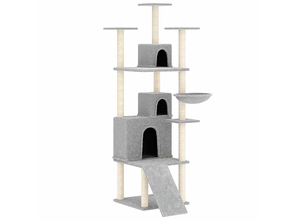 Árvore p/ gatos c/ postes arranhadores sisal 175 cm cinza-claro