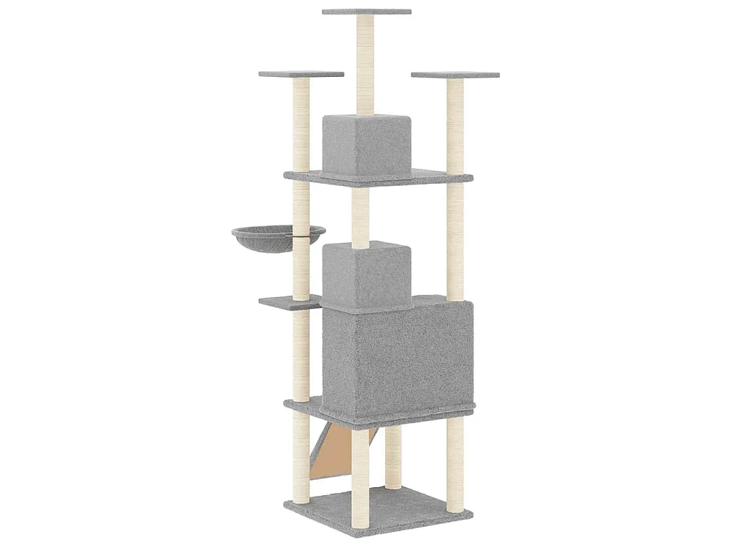 Árvore p/ gatos c/ postes arranhadores sisal 175 cm cinza-claro