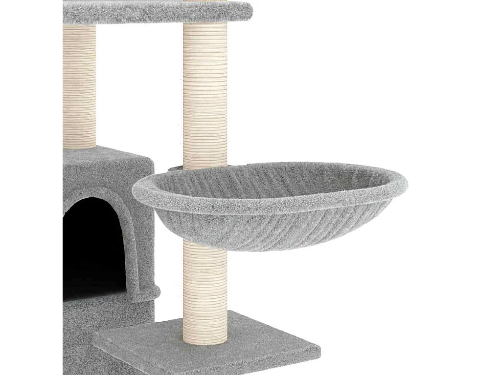 Árvore p/ gatos c/ postes arranhadores sisal 175 cm cinza-claro