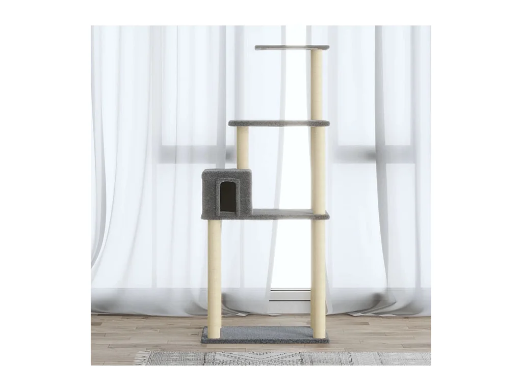 Árvore p/ gatos c/ postes arranhadores sisal 147cm cinza-claro