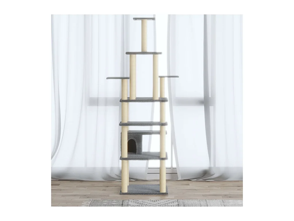 Arbre à chat avec griffoirs en sisal Gris clair 183 cm