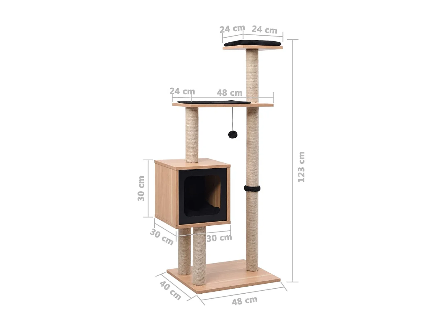 Arbre à chat avec tapis à gratter en sisal 123 cm