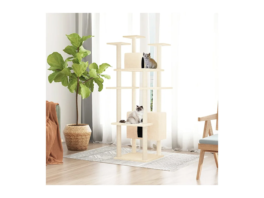 Kattenmeubel met sisal krabpalen 162 cm crèmekleurig