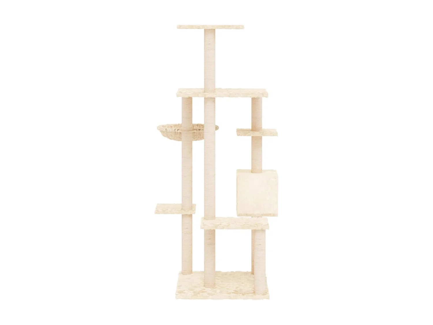 Rascador para gatos con postes de sisal color crema 142 cm