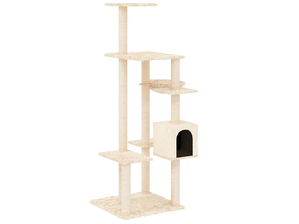 Arbre à chat avec griffoirs en sisal Crème 142 cm