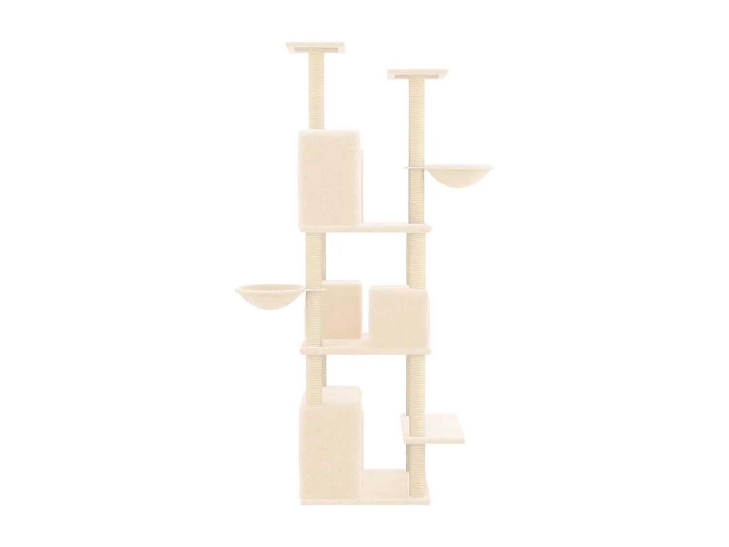 Rascador para gatos con postes de sisal crema 180 cm