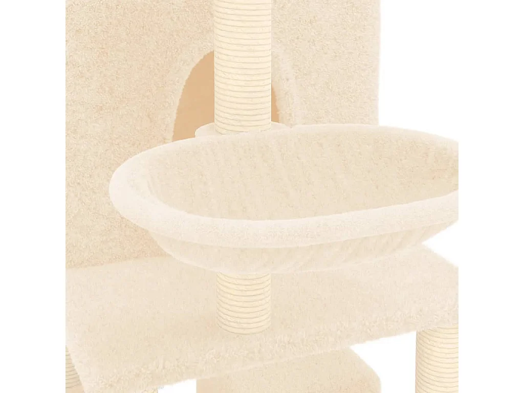 Rascador para gatos con postes de sisal crema 180 cm