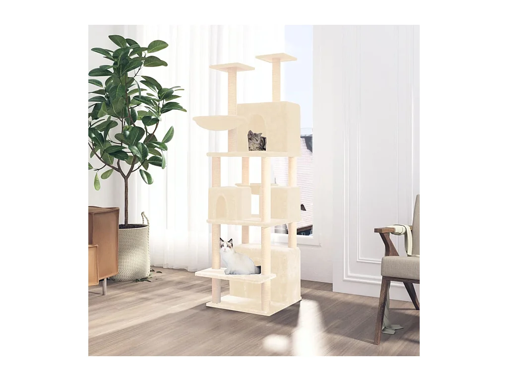 Arbre à chat avec griffoirs en sisal Crème 180 cm