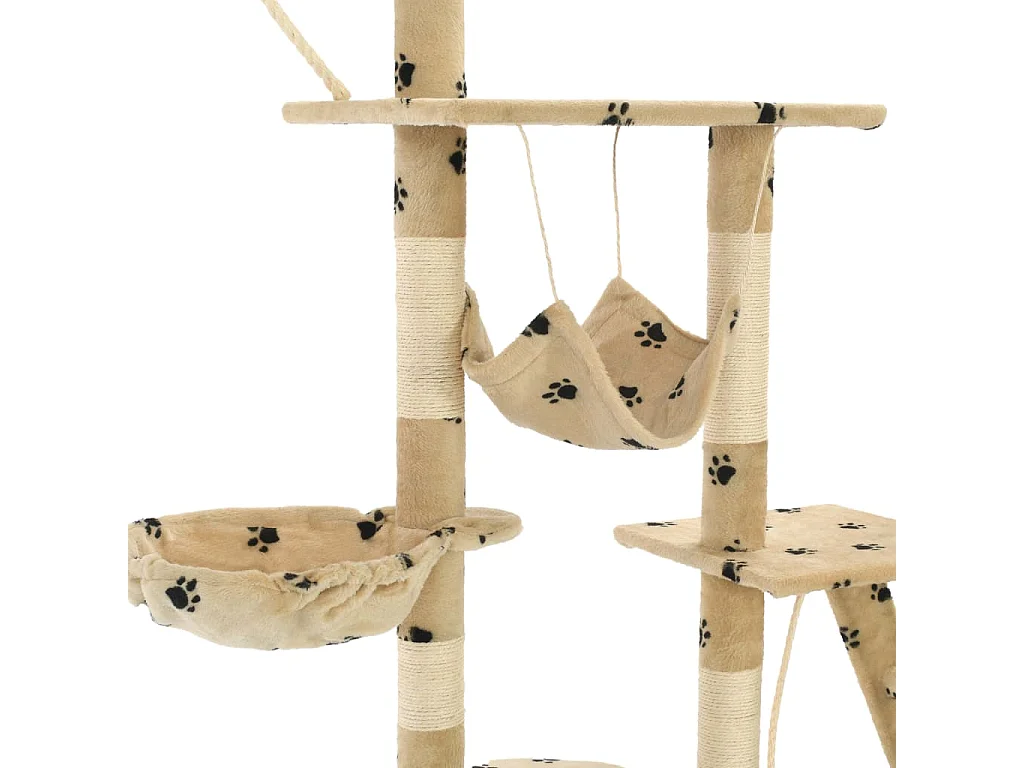 Kattenpaal met sisal krabpalen 230-250 cm pootafdrukken beige