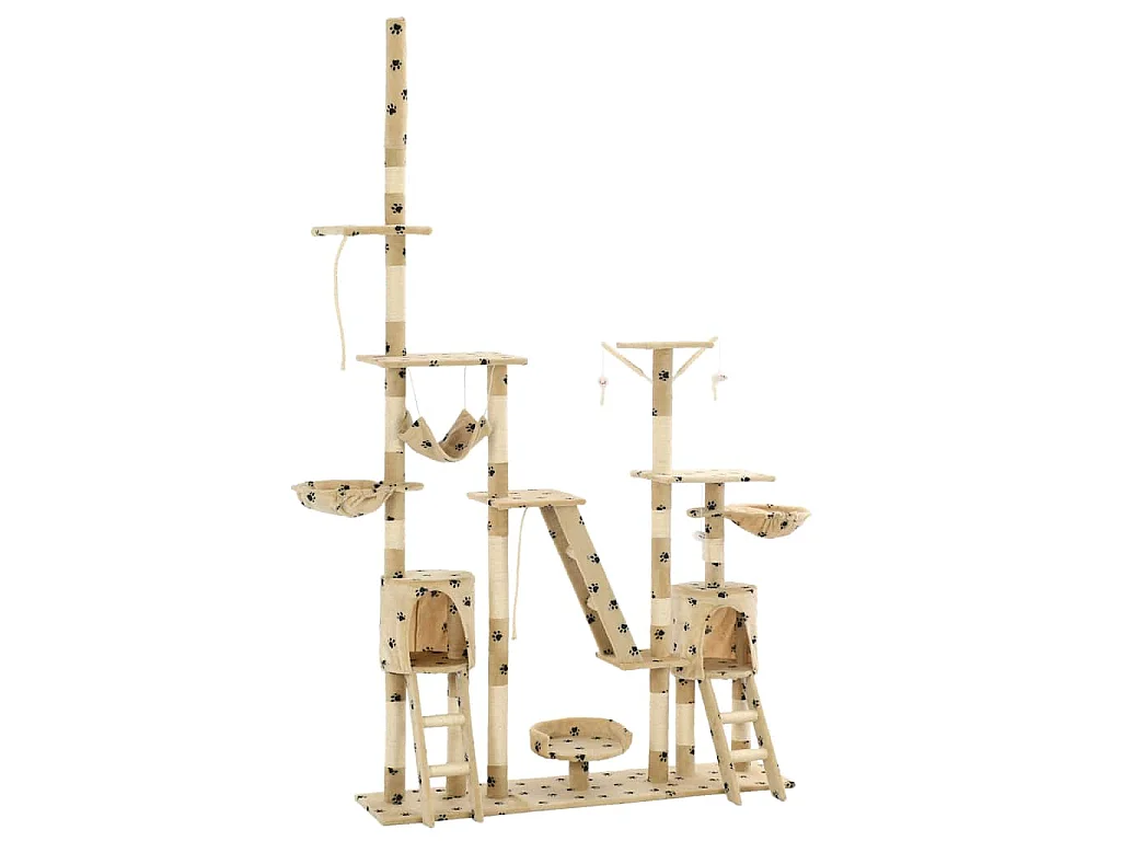 Arbre à chat et griffoirs 230-250 cm Empreintes de pattes Beige