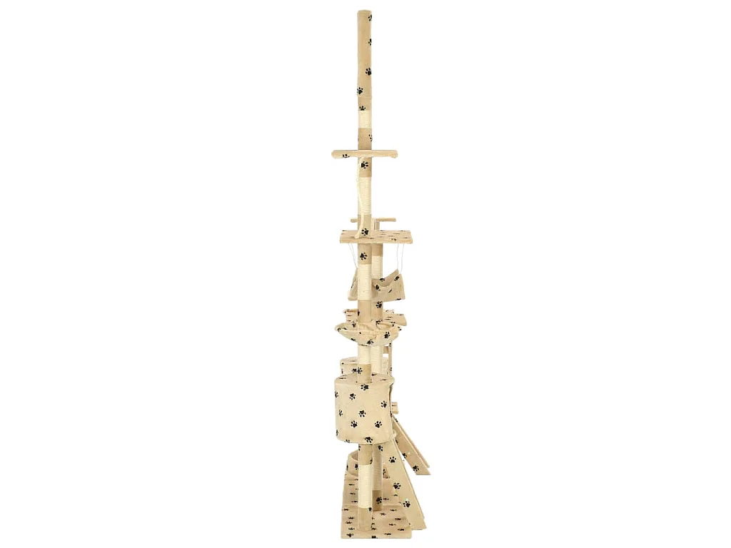 Arbre à chat et griffoirs 230-250 cm Empreintes de pattes Beige