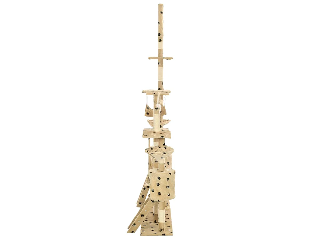 Arbre à chat et griffoirs 230-250 cm Empreintes de pattes Beige