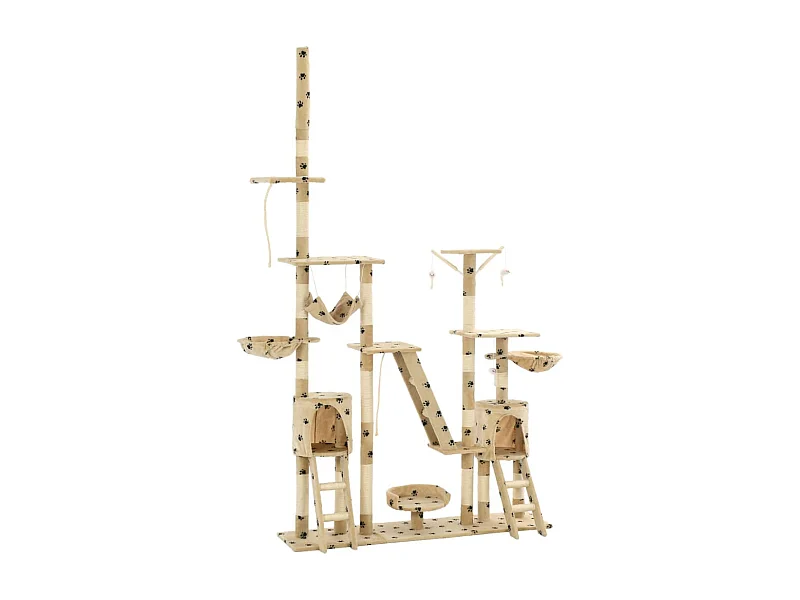 Árvore para gatos c/ postes arranhadores sisal 230-250 cm bege