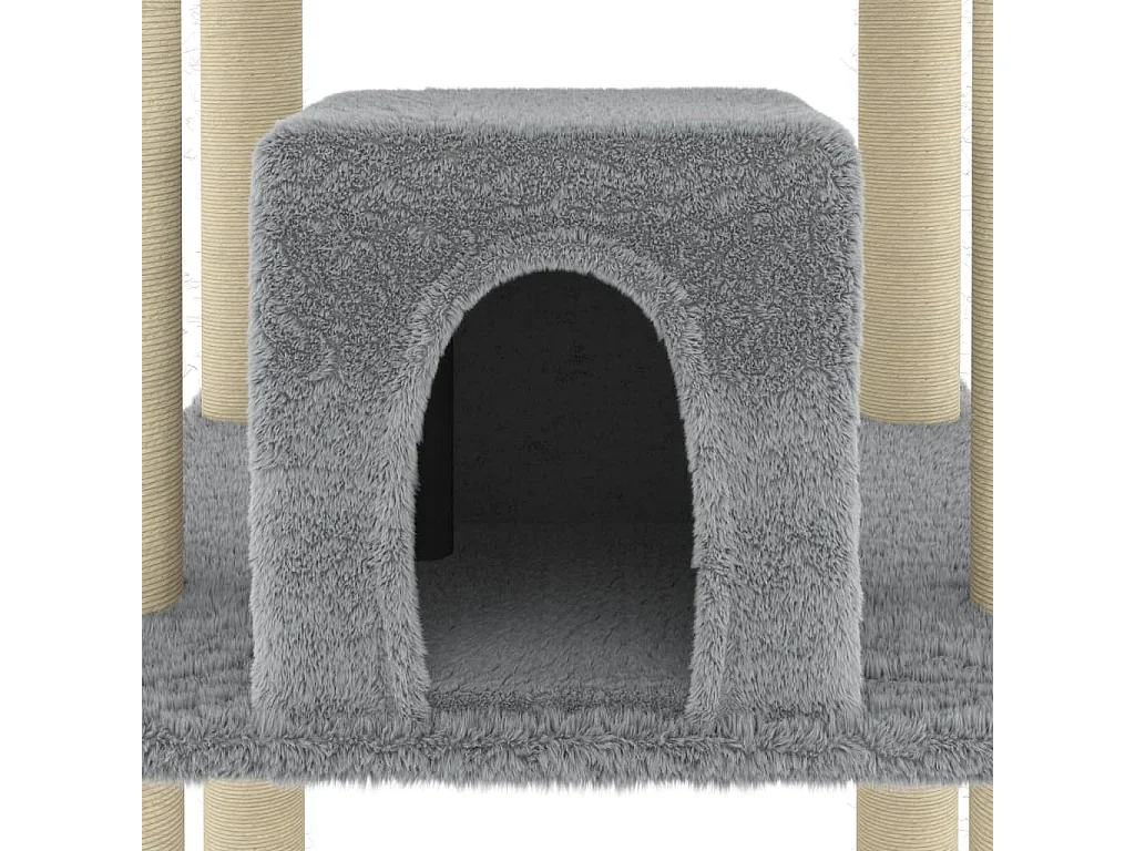Árvore p/ gatos c/ postes arranhadores sisal 216 cm cinza-claro