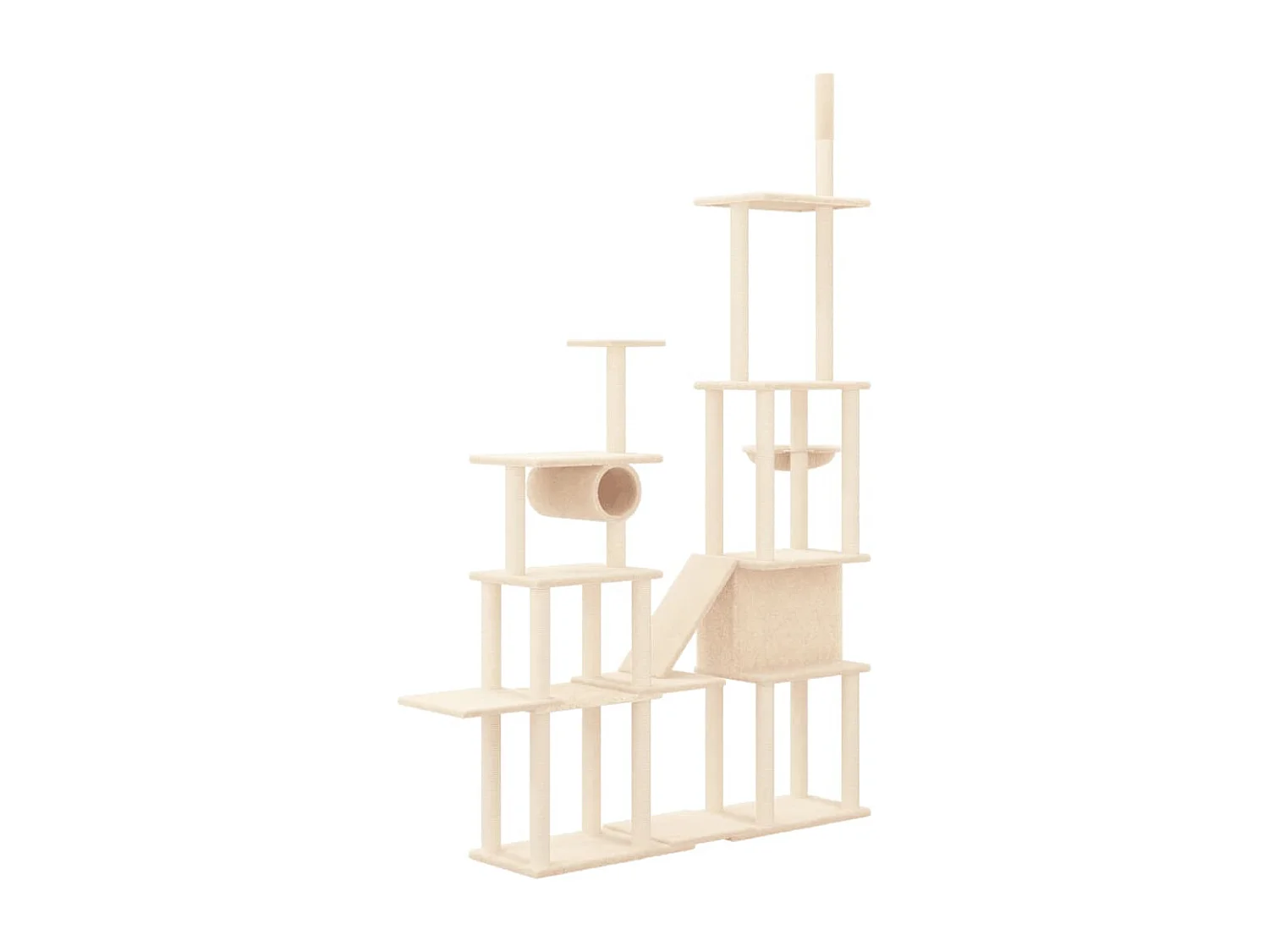 Rascador para gatos con postes de sisal color crema 279 cm