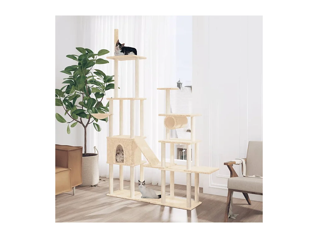 Kattenmeubel met sisal krabpalen 279 cm crèmekleurig