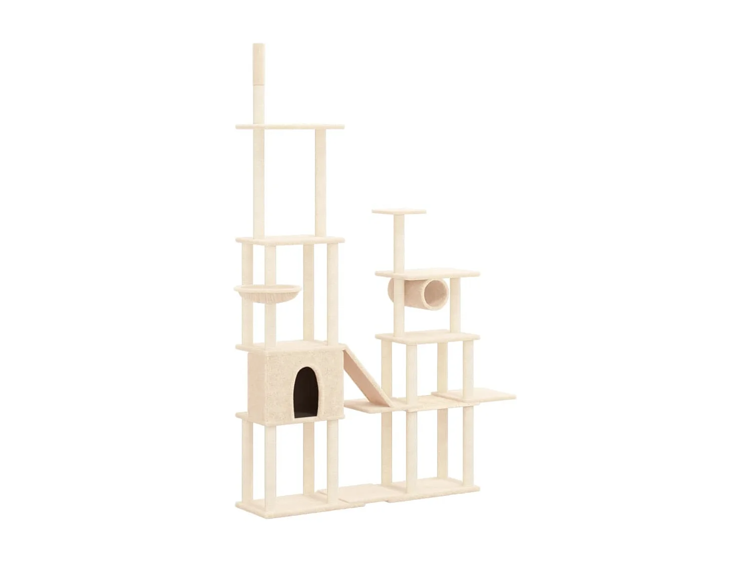 Árvore p/ gatos c/ postes arranhadores sisal 279 cm cor creme