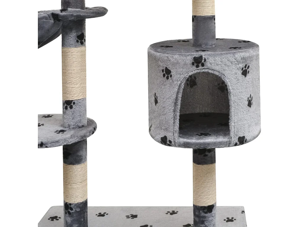 Arbre à chat et griffoir Sisal 125 cm Empreintes de pattes Gris