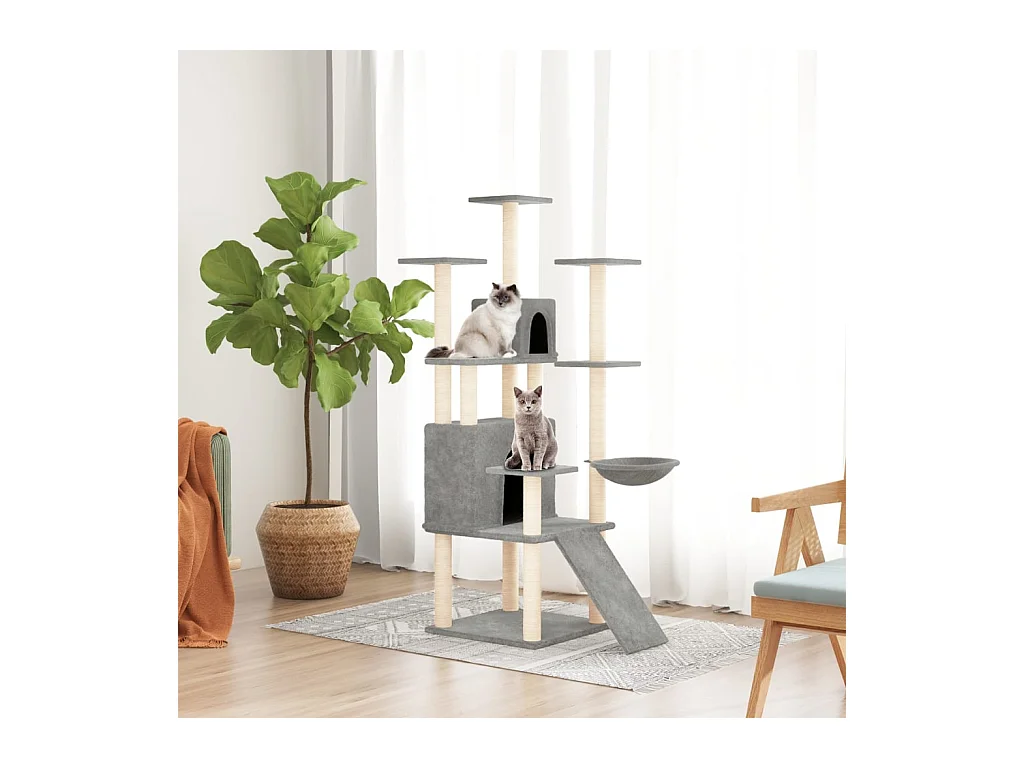 Arbre à chat avec griffoirs en sisal Gris clair 154 cm