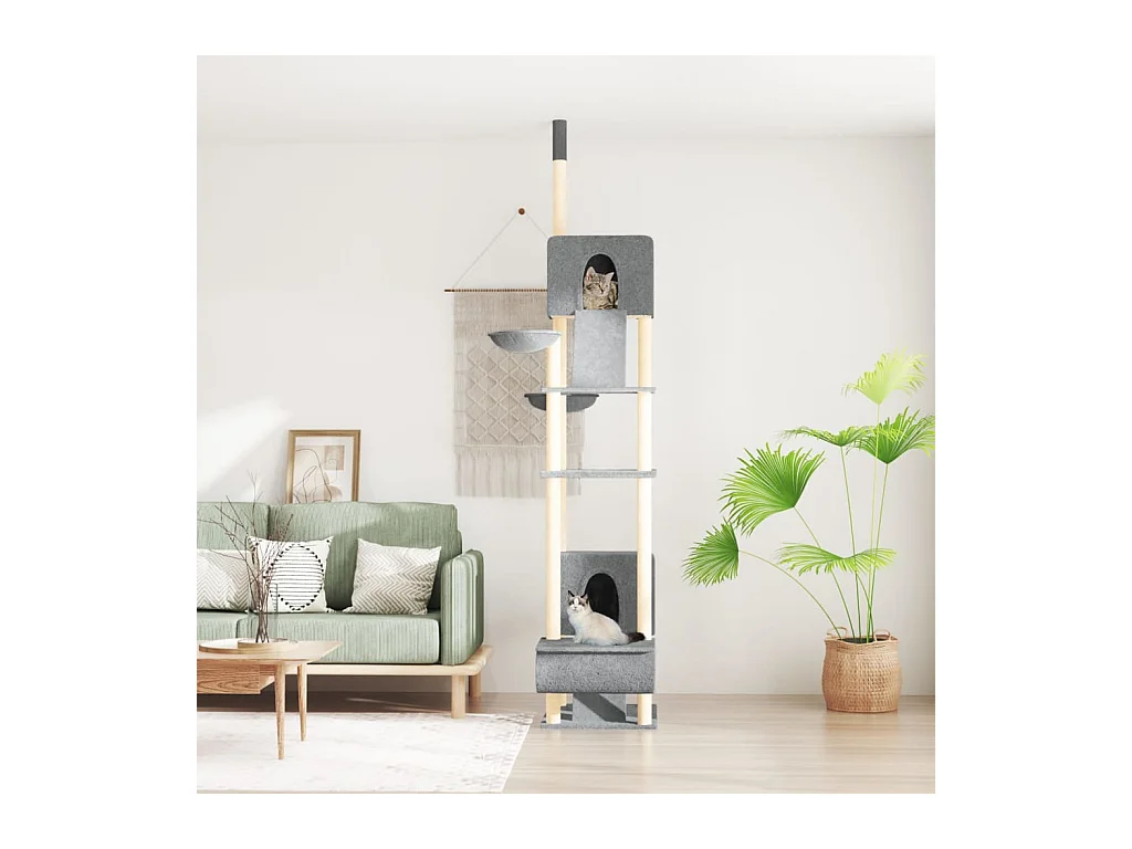 Arbre à chat du sol au plafond Gris clair 277-303 cm