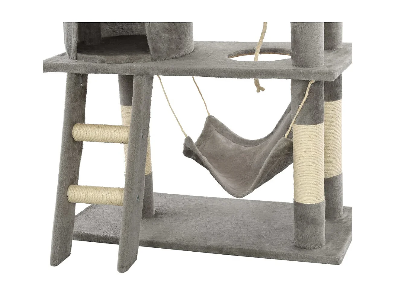 Katzenbaum mit Sisal-Kratzsäulen 140 cm Grau