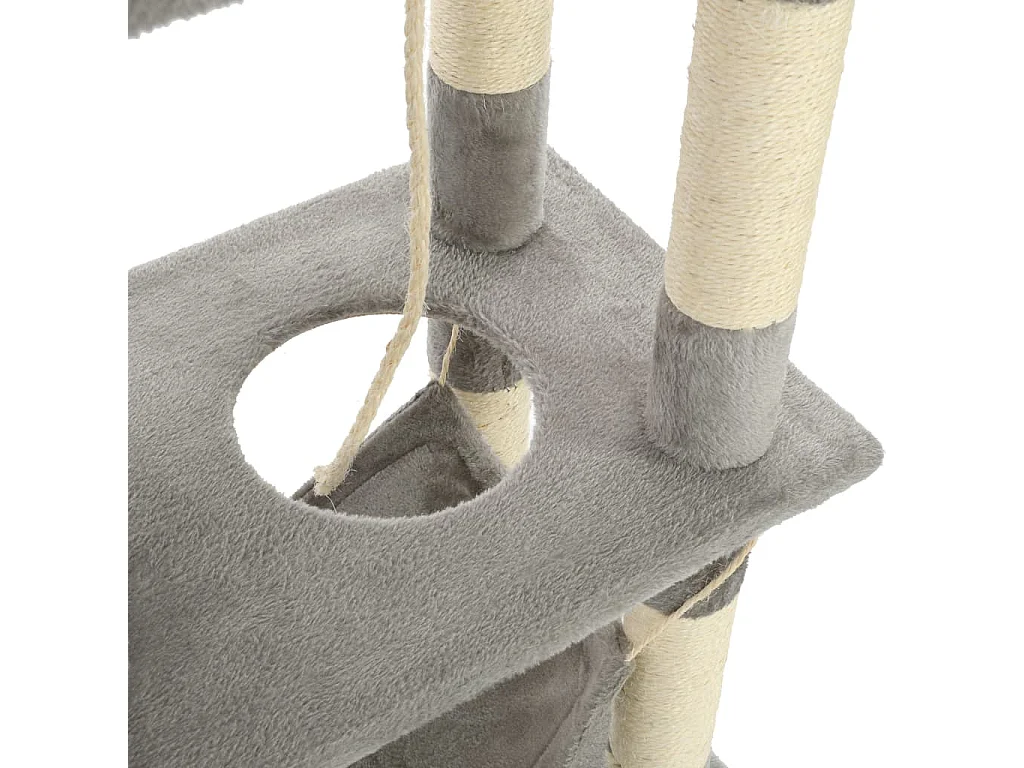 Katzenbaum mit Sisal-Kratzsäulen 140 cm Grau