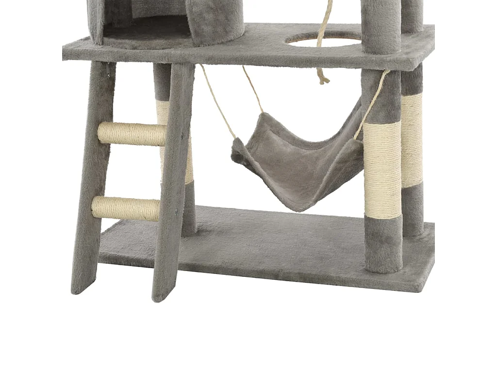 Katzenbaum mit Sisal-Kratzsäulen 140 cm Grau