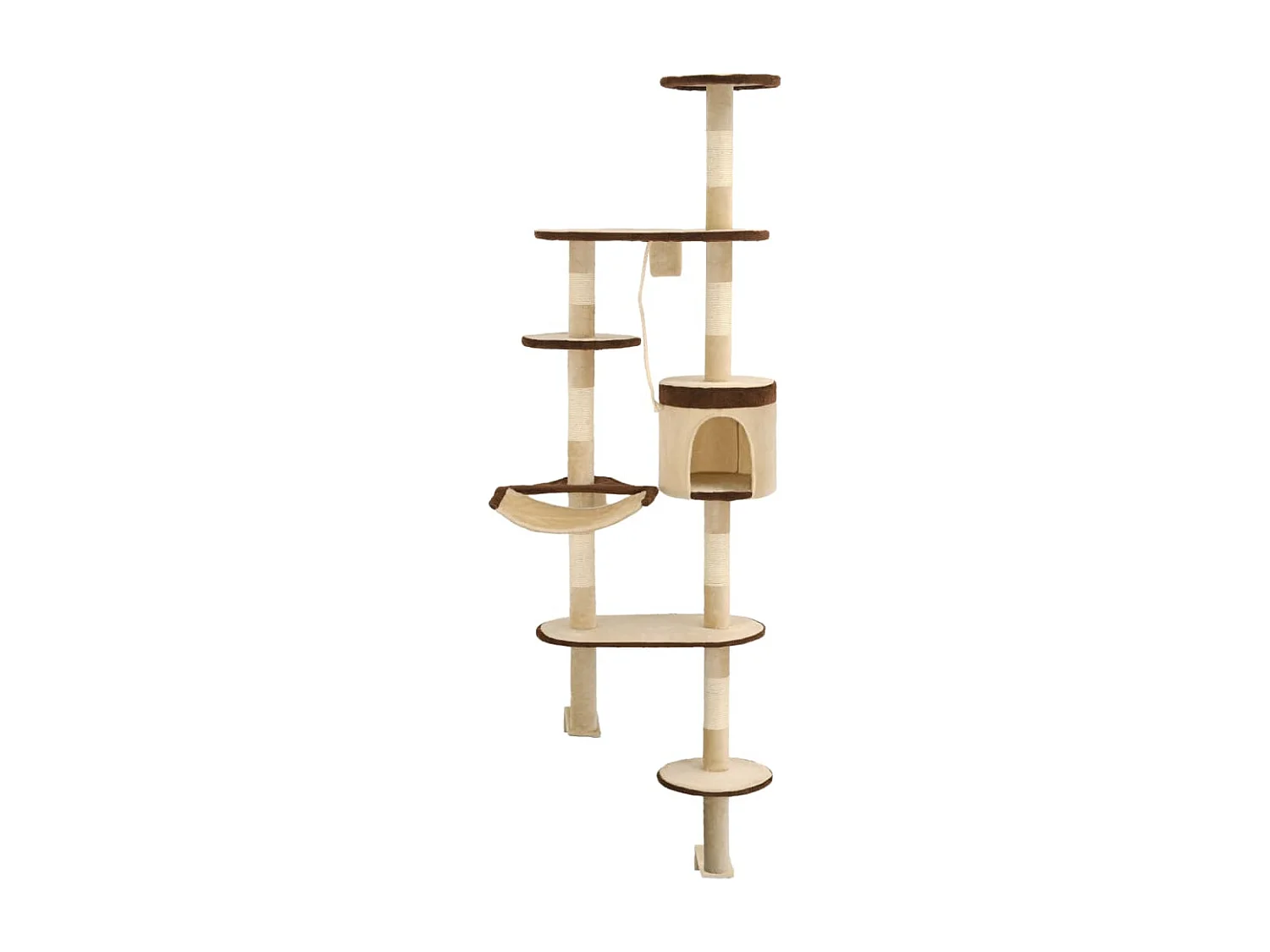 Albero Gatti Tiragraffi in Sisal a Muro 194 cm Beige e Marrone