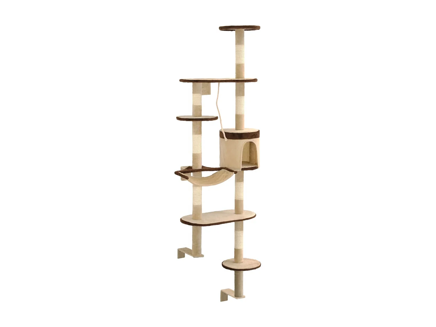 Albero Gatti Tiragraffi in Sisal a Muro 194 cm Beige e Marrone