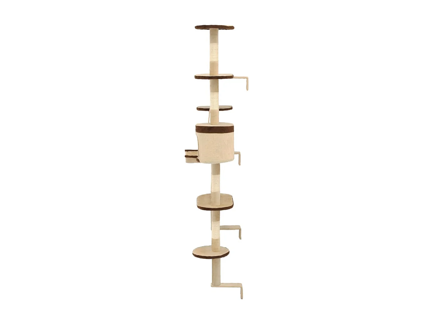 Albero Gatti Tiragraffi in Sisal a Muro 194 cm Beige e Marrone