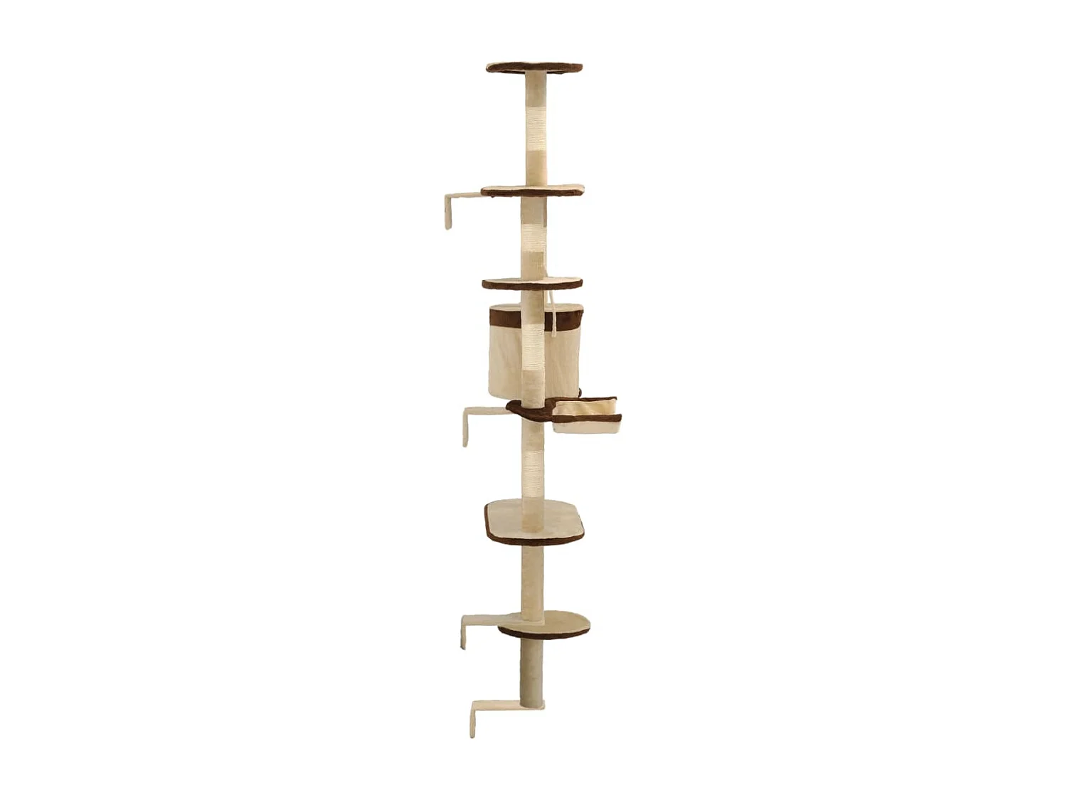 Albero Gatti Tiragraffi in Sisal a Muro 194 cm Beige e Marrone