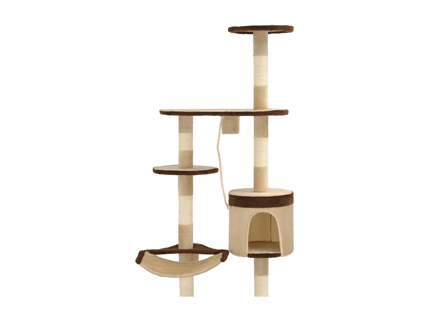 Albero Gatti Tiragraffi in Sisal a Muro 194 cm Beige e Marrone