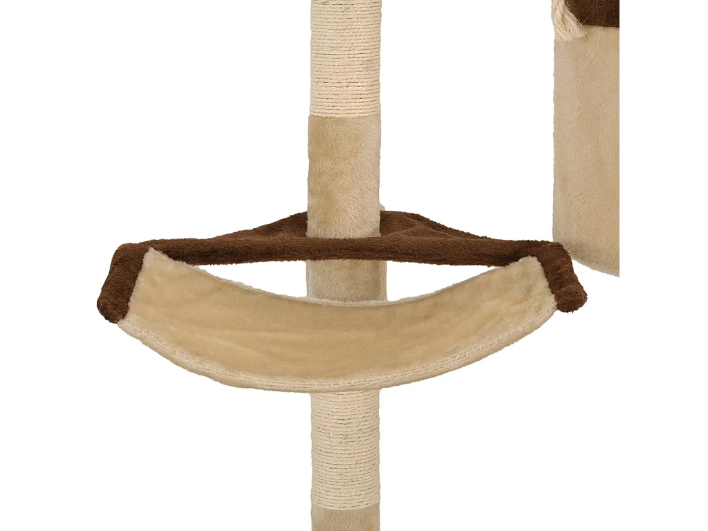 Albero Gatti Tiragraffi in Sisal a Muro 194 cm Beige e Marrone
