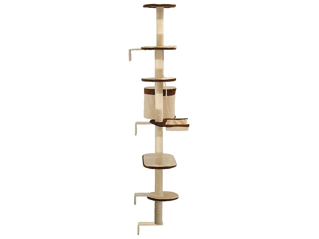 Wandkratzbaum mit Sisal-Kratzsäulen 194 cm Beige/Braun