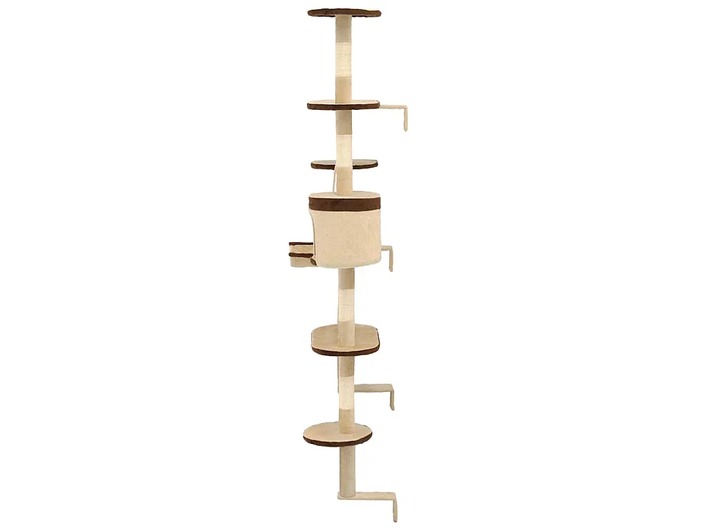 Wandkratzbaum mit Sisal-Kratzsäulen 194 cm Beige/Braun