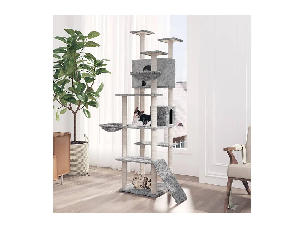 Arbre à chat avec griffoirs en sisal Gris clair 191 cm
