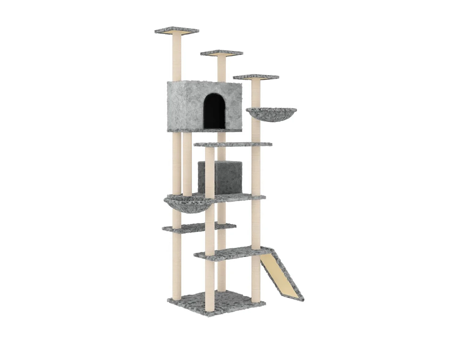 Kattenmeubel met sisal krabpalen 191 cm lichtgrijs