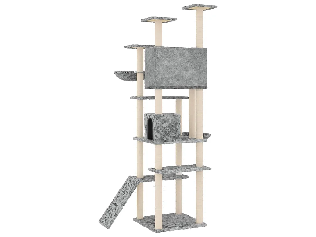 Kattenmeubel met sisal krabpalen 191 cm lichtgrijs