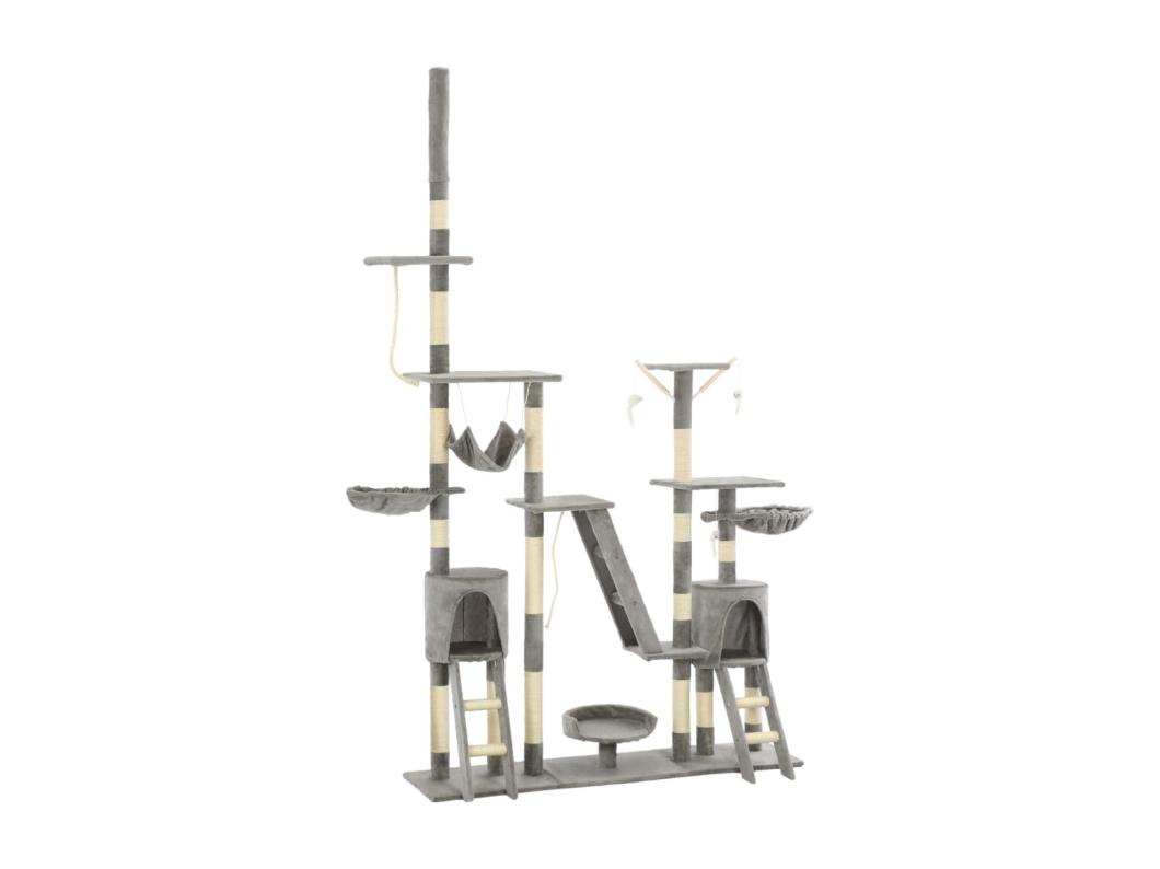 Árvore p/ gatos c/ postes arranhadores sisal 230-250cm cinzento