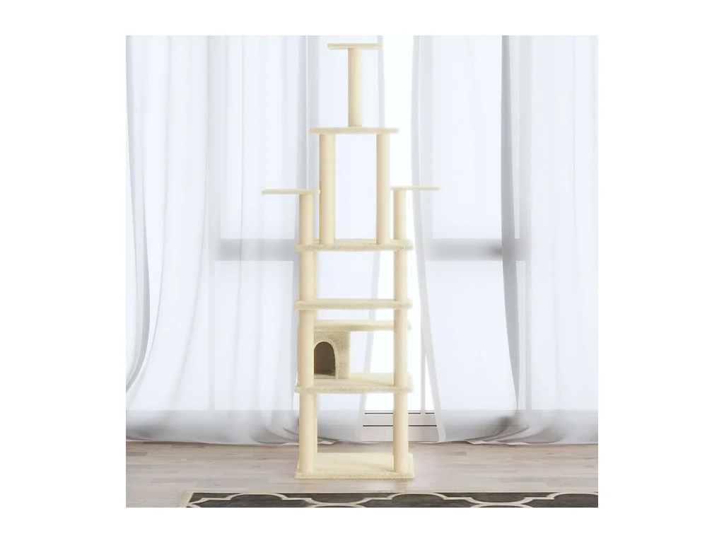 Árvore para gatos c/ postes arranhadores sisal 183 cm cor creme