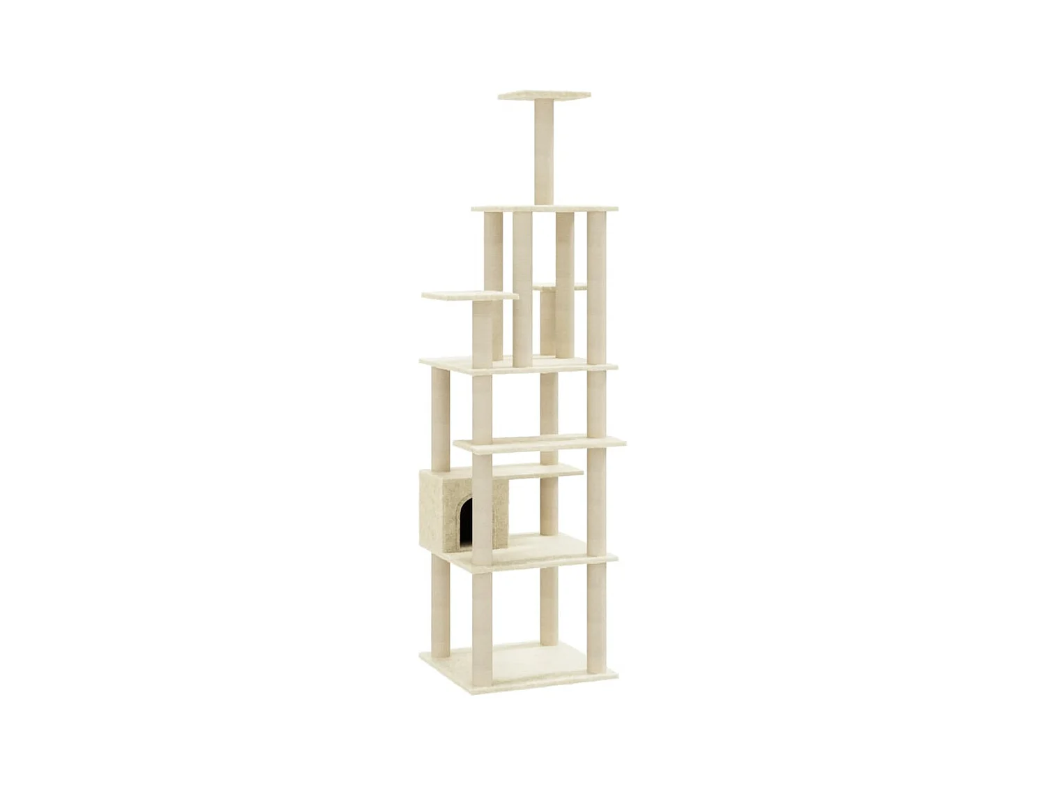 Árvore para gatos c/ postes arranhadores sisal 183 cm cor creme