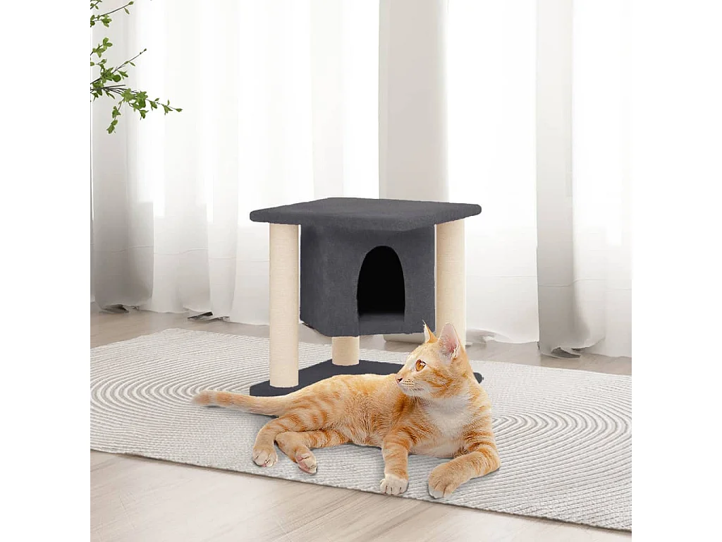 Árvore p/ gatos c/ postes arranhadores sisal 37 cm cinza-escuro