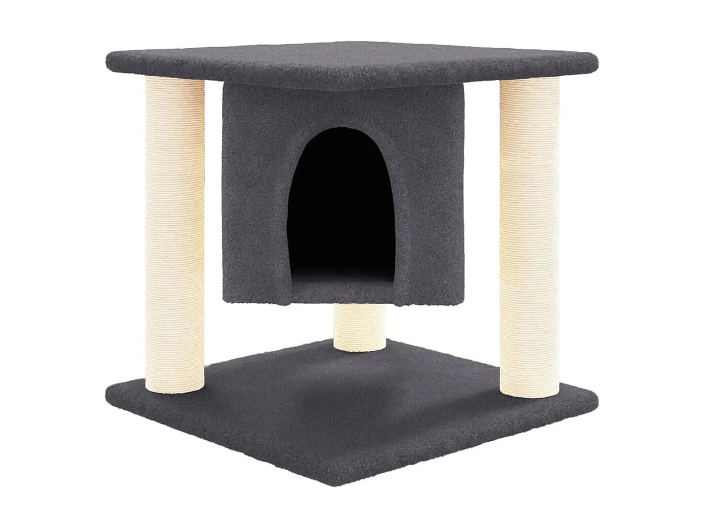 Árvore p/ gatos c/ postes arranhadores sisal 37 cm cinza-escuro